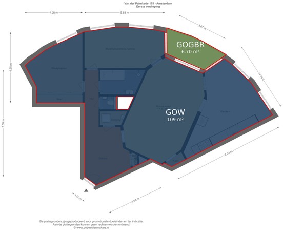 Floorplan - Van der Palmkade 175, 1051 RK Amsterdam